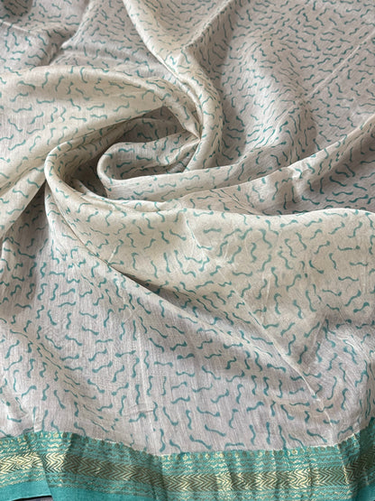 Green Maheshwari Cotton Zari Saree