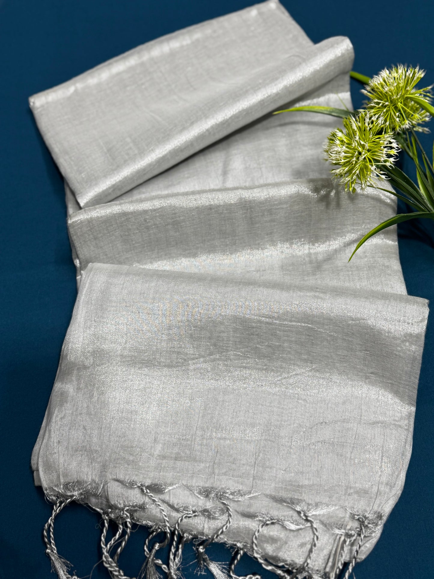Silver Shimmer Tissue Saree