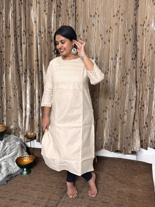 Off White Khadi Silk Cotton Kurta