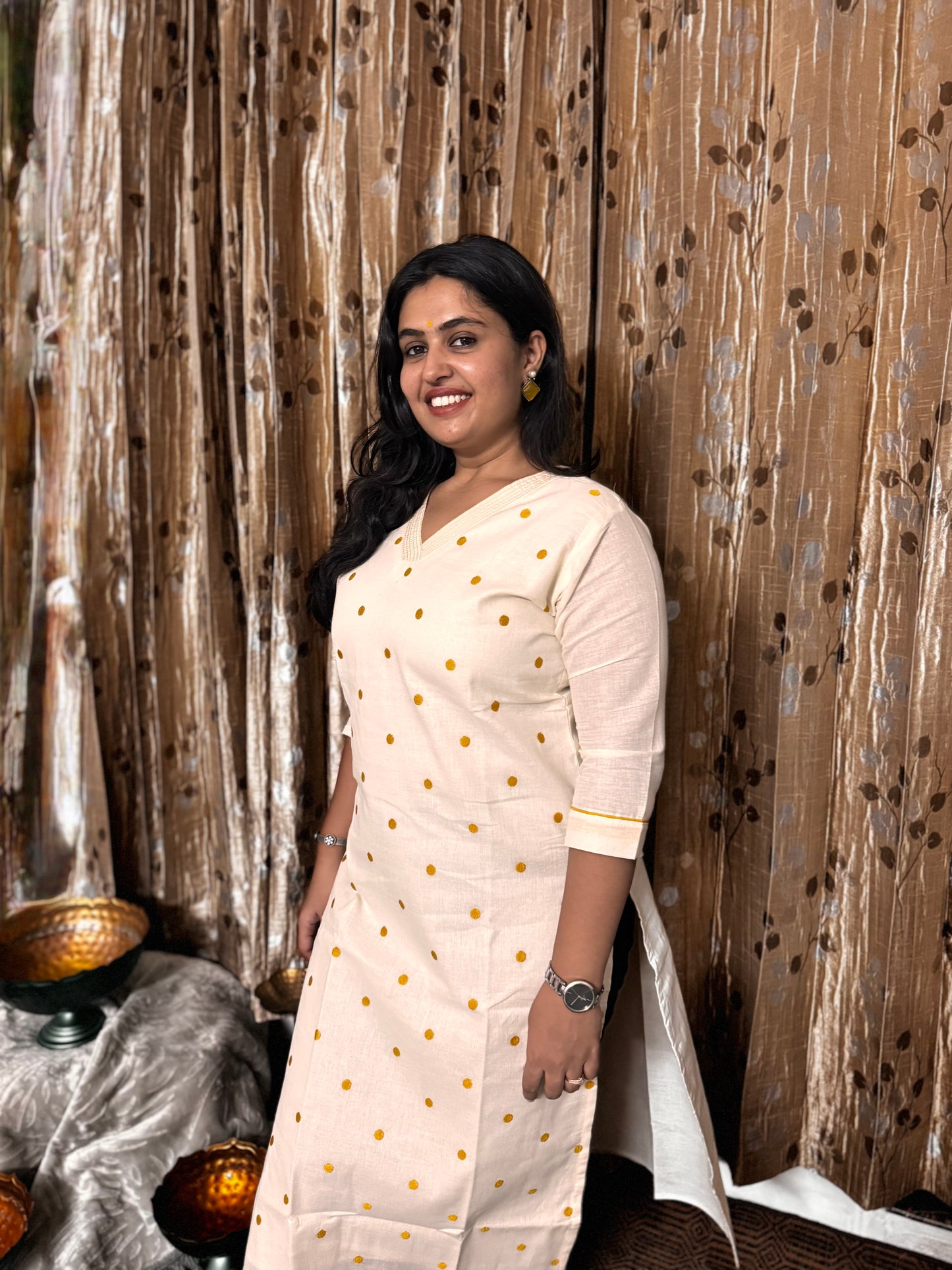 Off White Khadi Cotton Embroidery Kurta