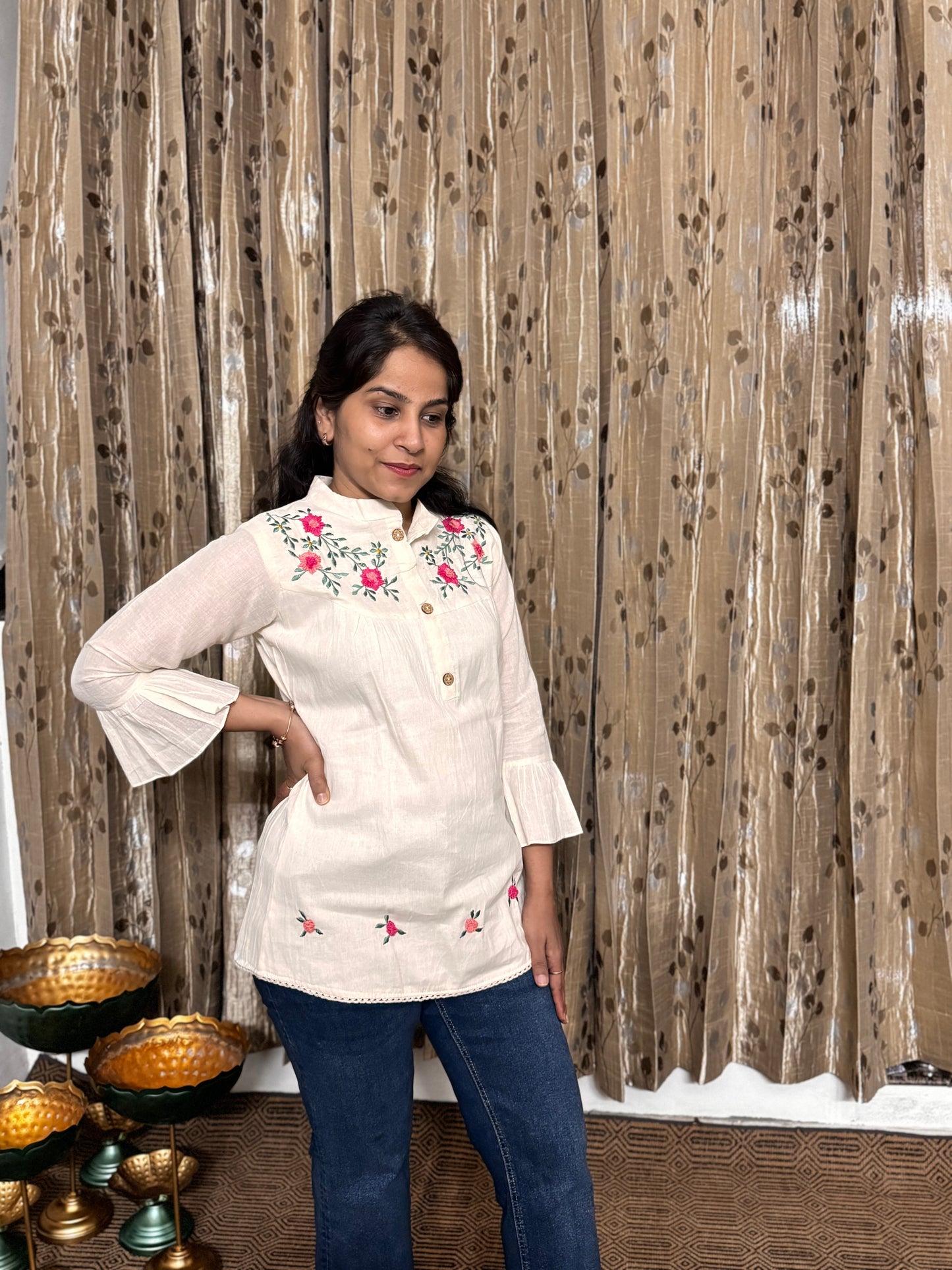 Khadi Cotton Top with Embroidery Work
