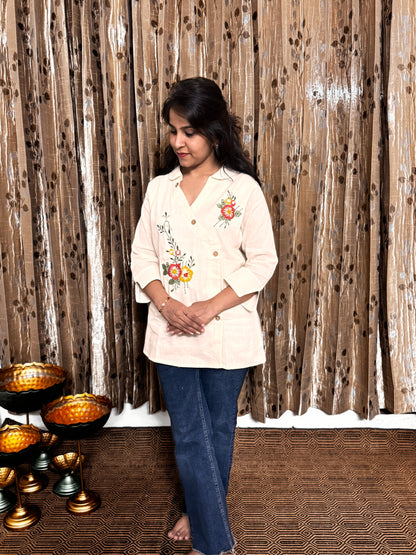 Khadi Cotton Top with Embroidery Work