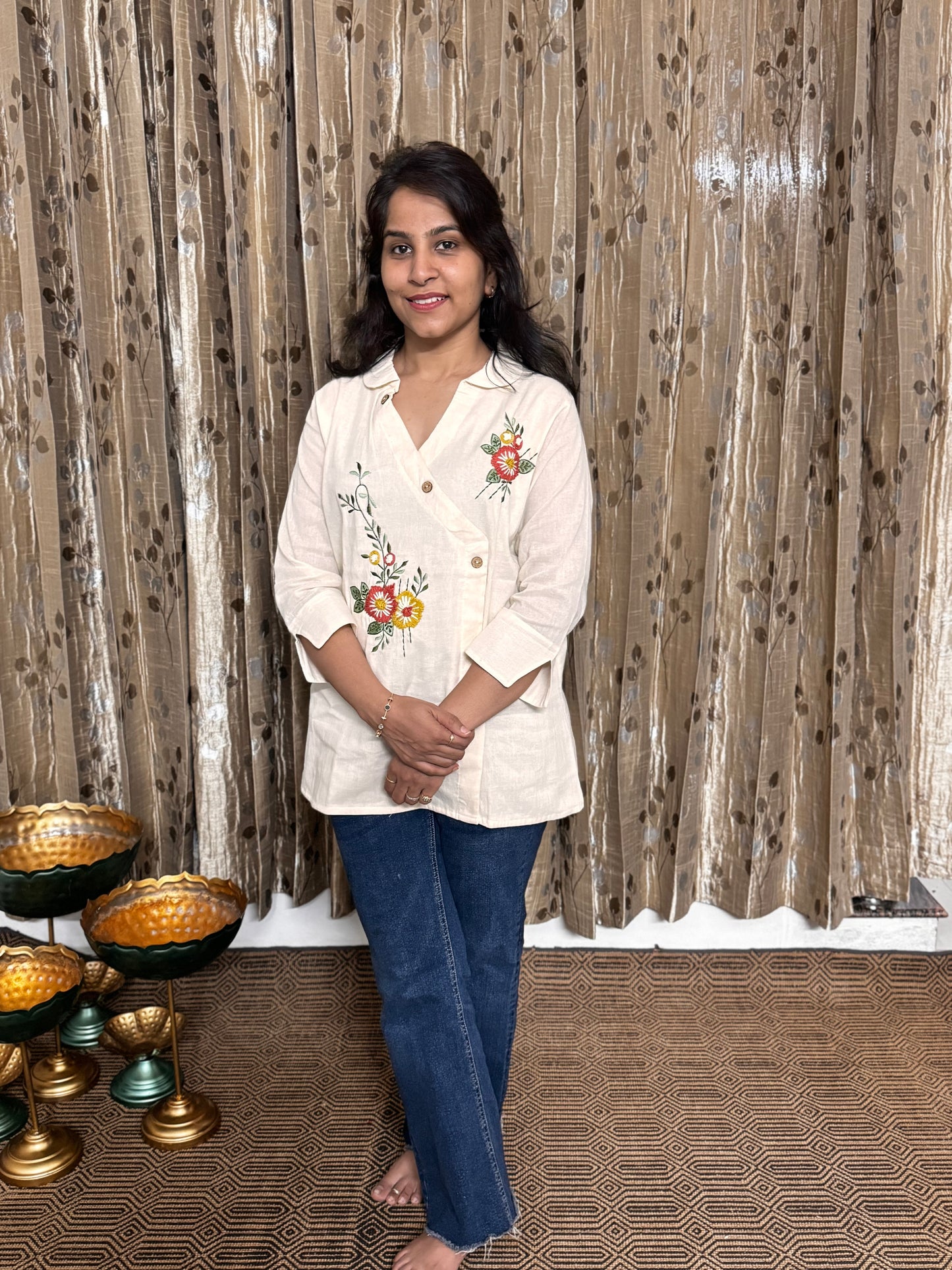 Khadi Cotton Top with Embroidery Work