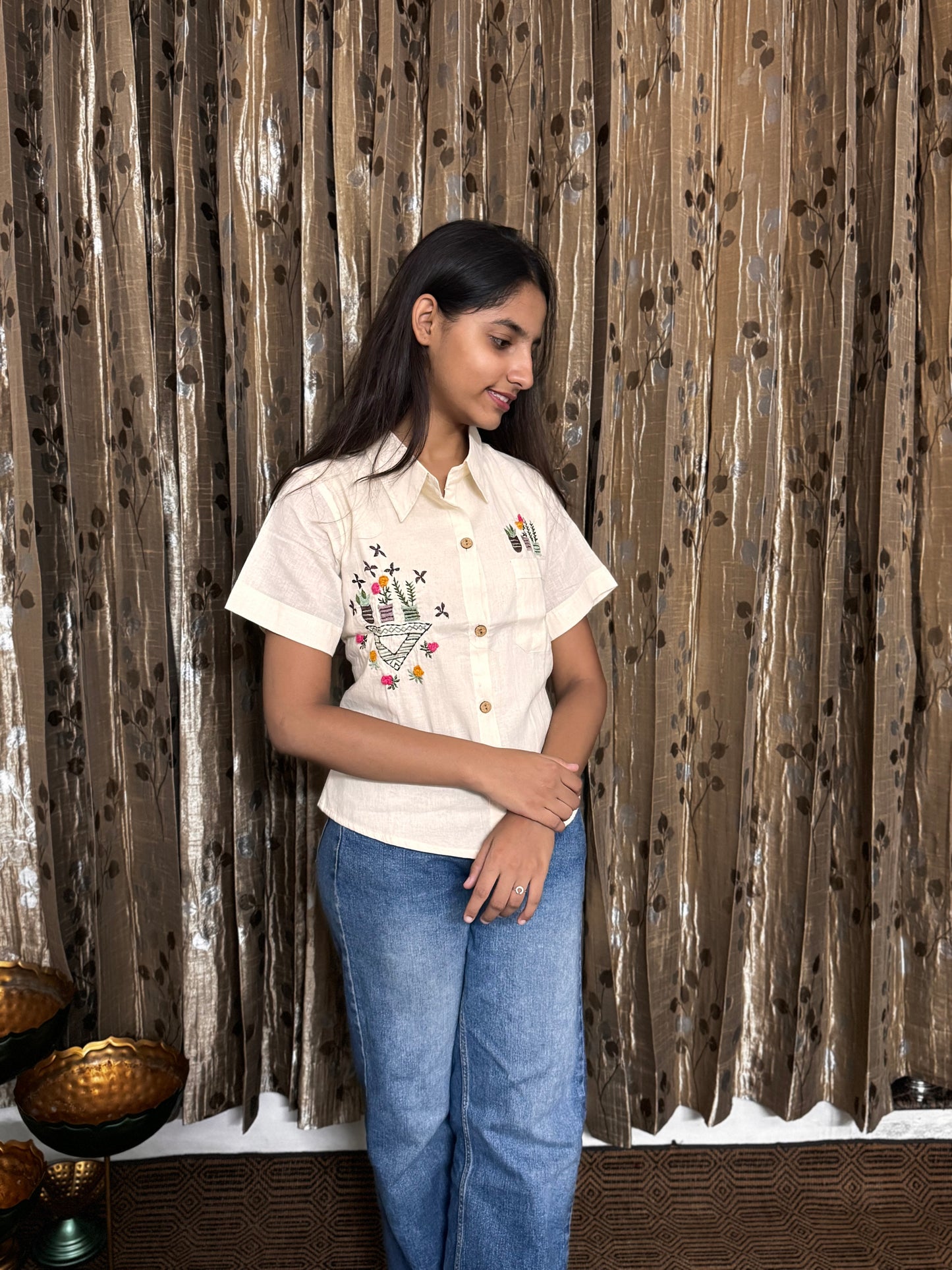 Khadi Cotton Top with Embroidery Work