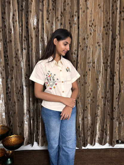 Khadi Cotton Top with Embroidery Work