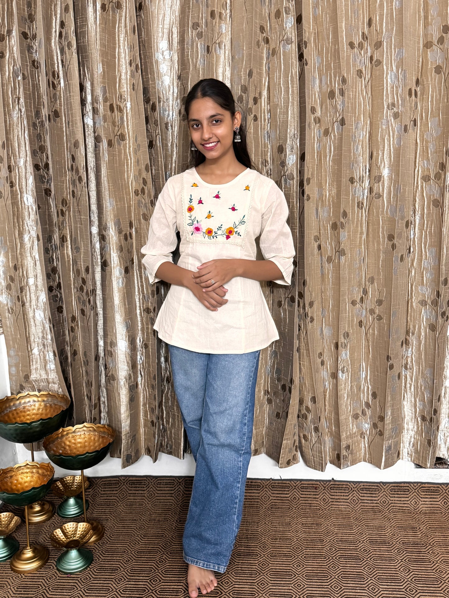 Khadi Cotton Top with Hand Embroidery