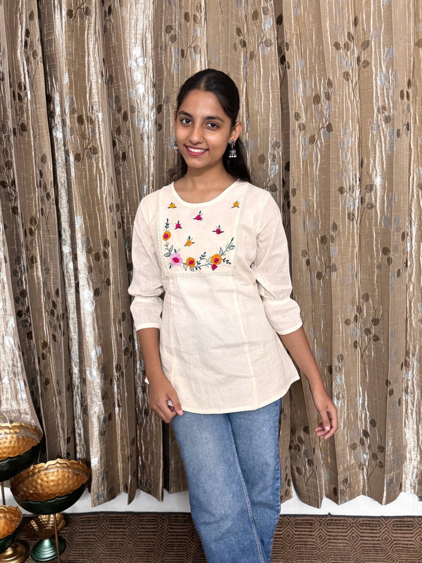 Khadi Cotton Top with Hand Embroidery