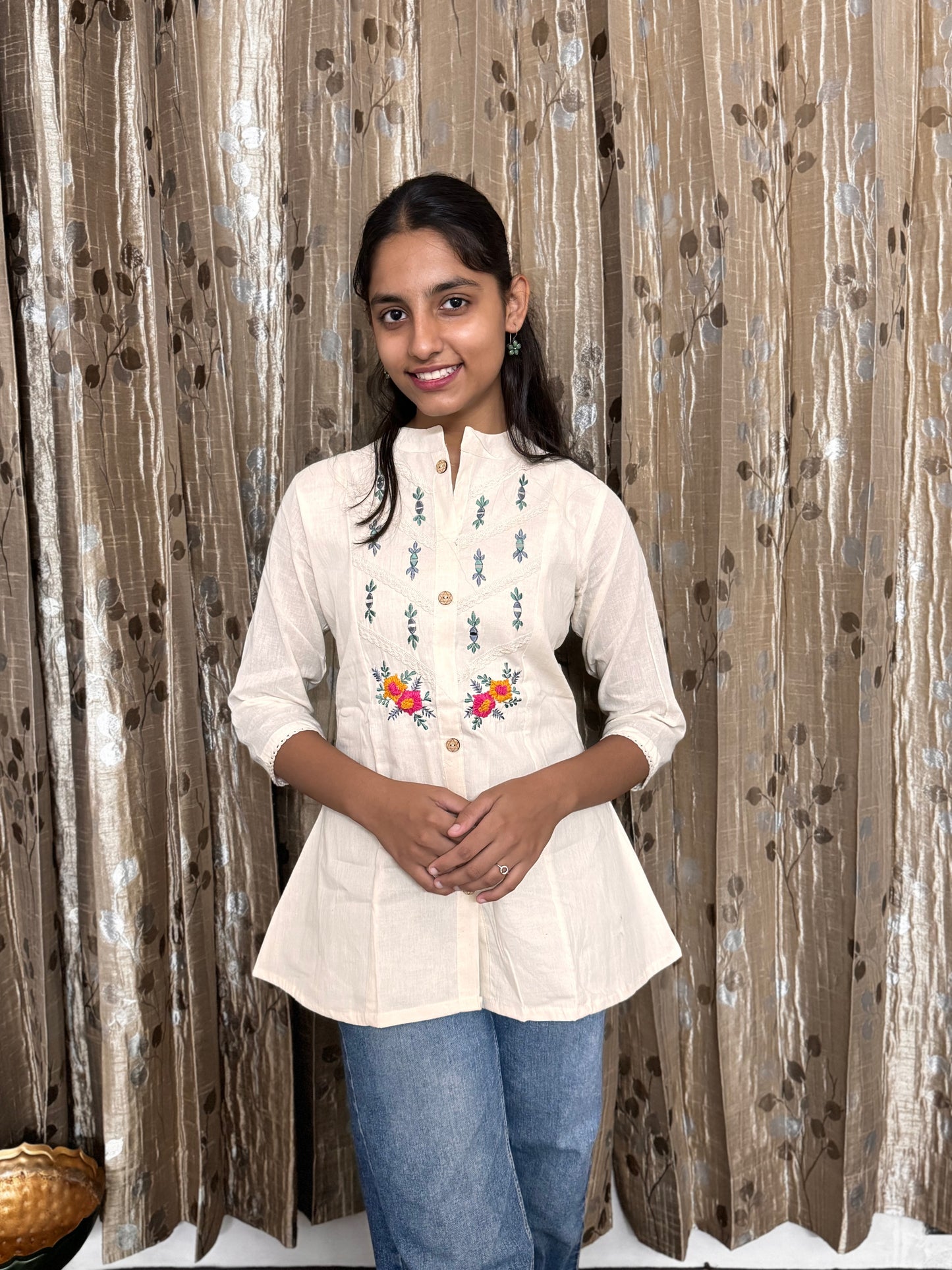 Khadi Cotton Top with Hand Embroidery