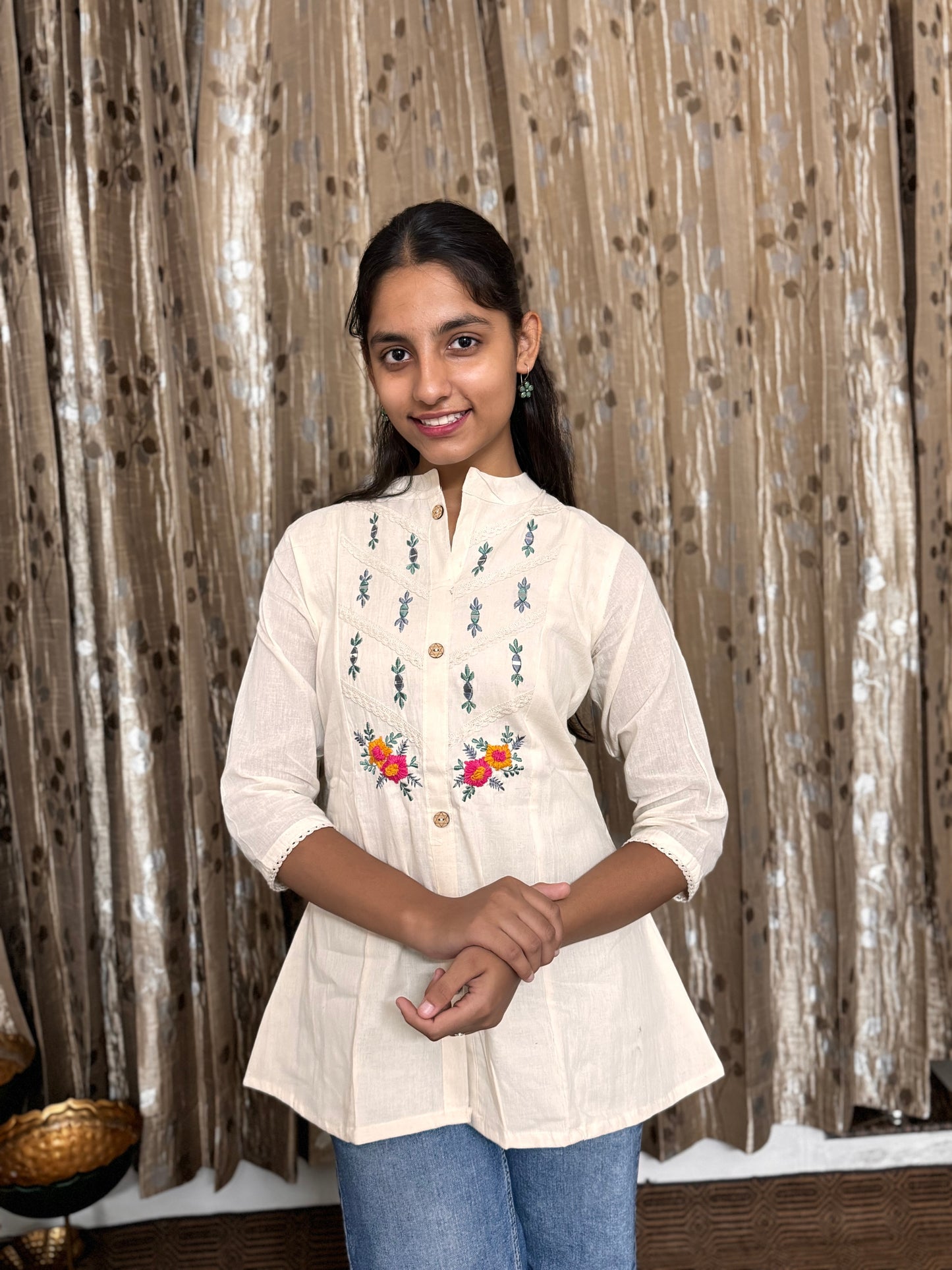 Khadi Cotton Top with Hand Embroidery