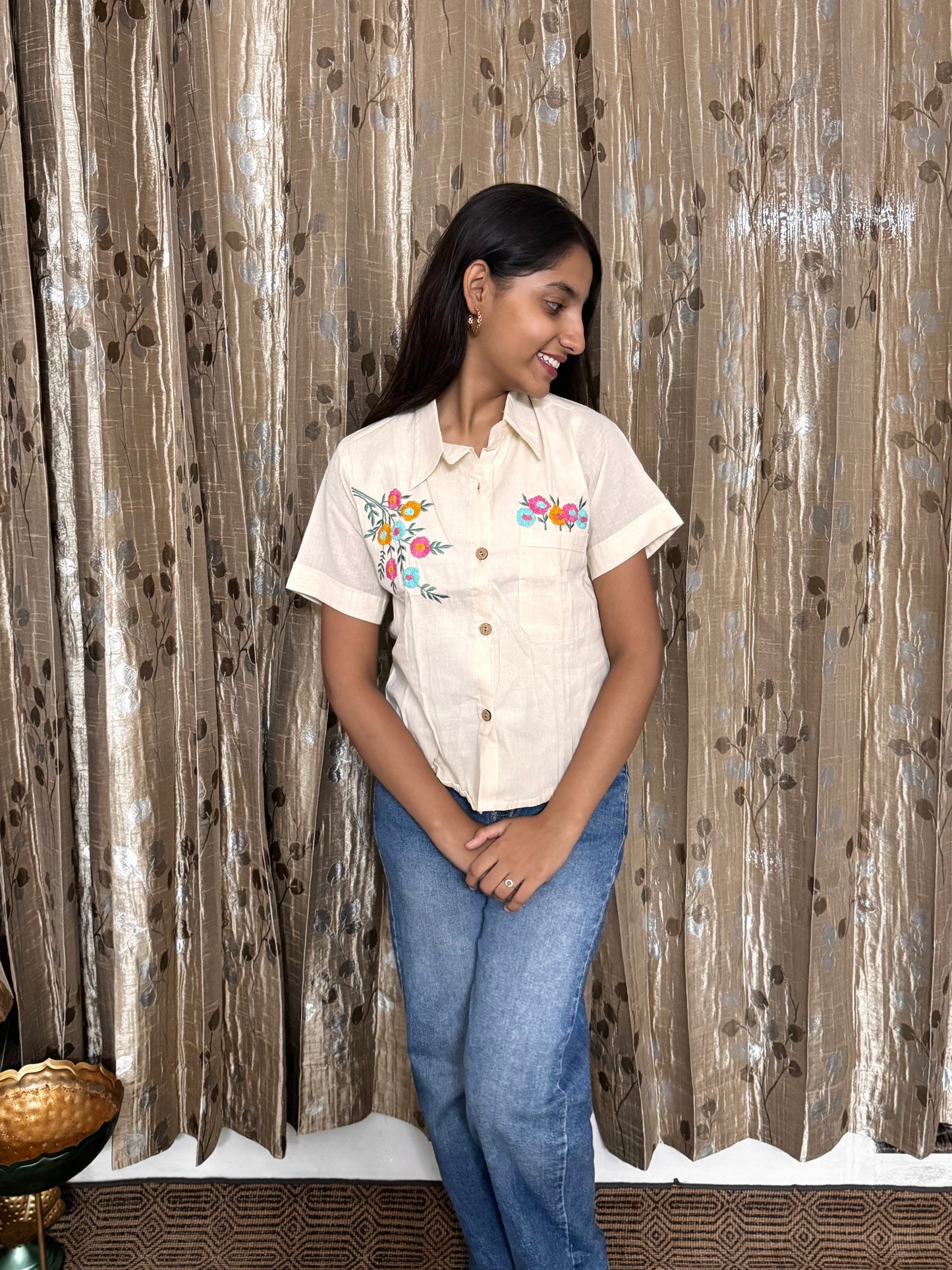 Khadi Cotton Top with Hand Embroidery