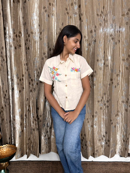 Khadi Cotton Top with Hand Embroidery