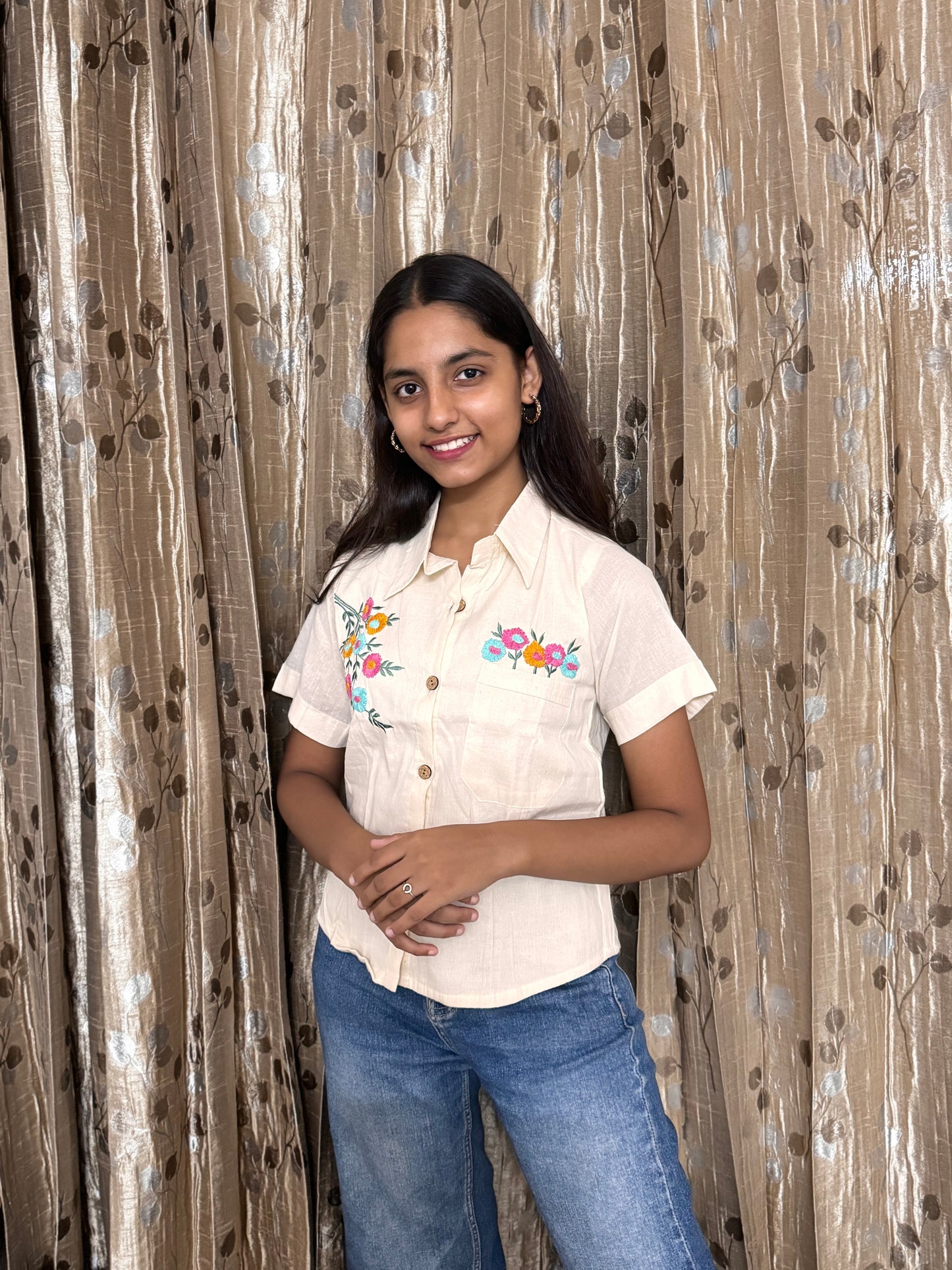 Khadi Cotton Top with Hand Embroidery