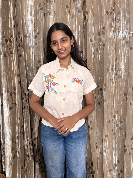 Khadi Cotton Top with Hand Embroidery