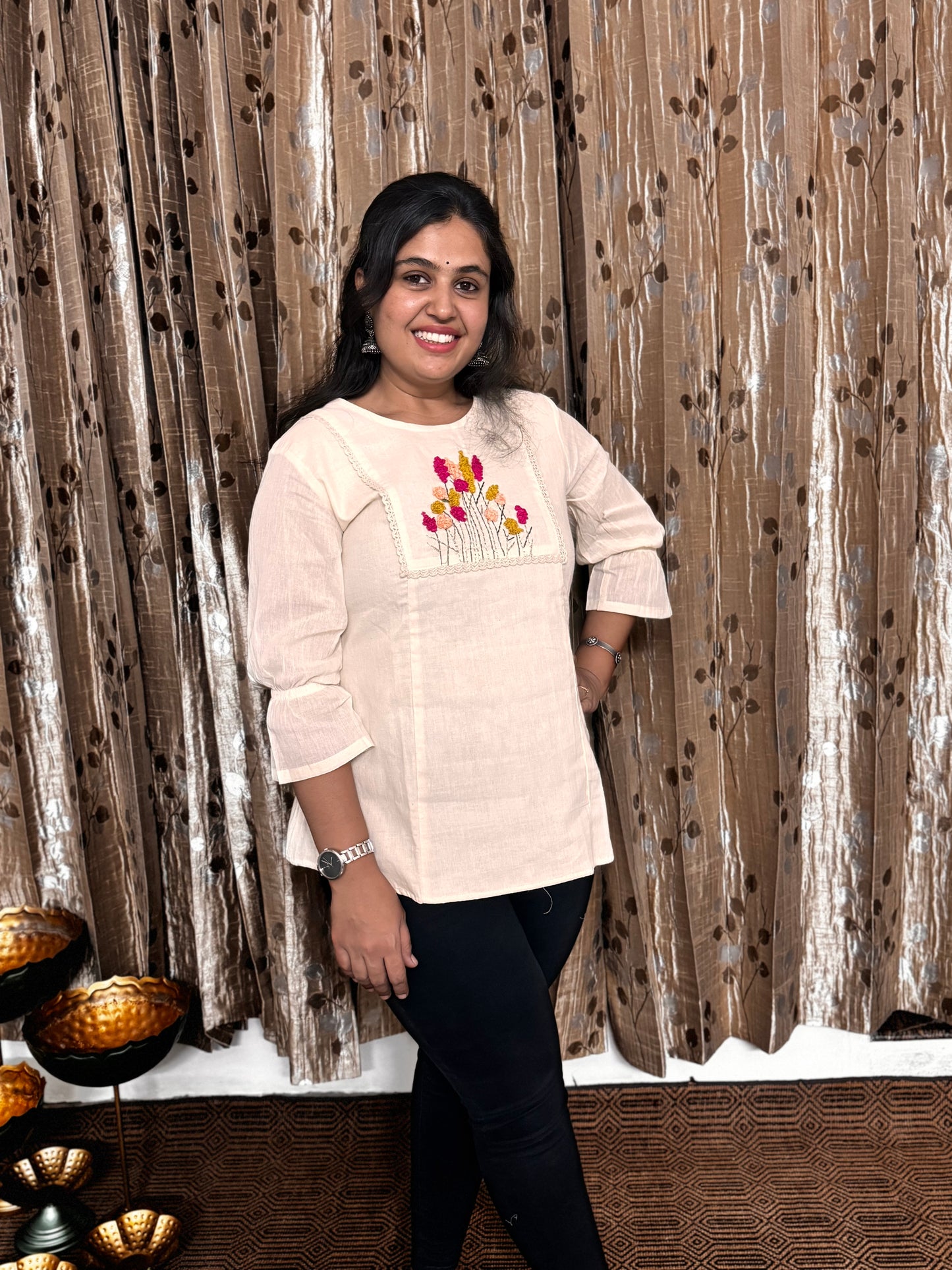 Khadi Cotton Top with Embroidery Work