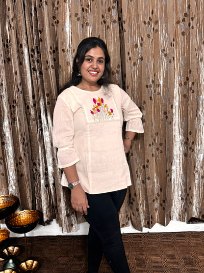 Khadi Cotton Top with Embroidery Work