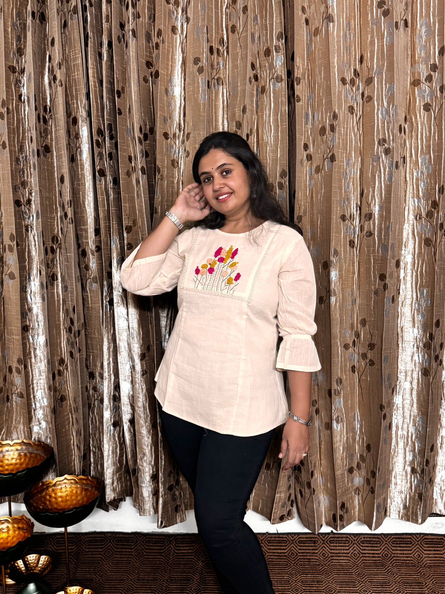 Khadi Cotton Top with Embroidery Work