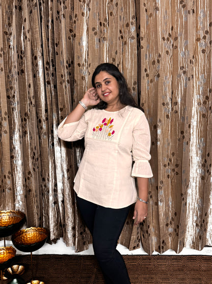 Khadi Cotton Top with Embroidery Work