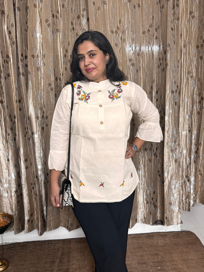 Khadi Cotton Embroidered Top