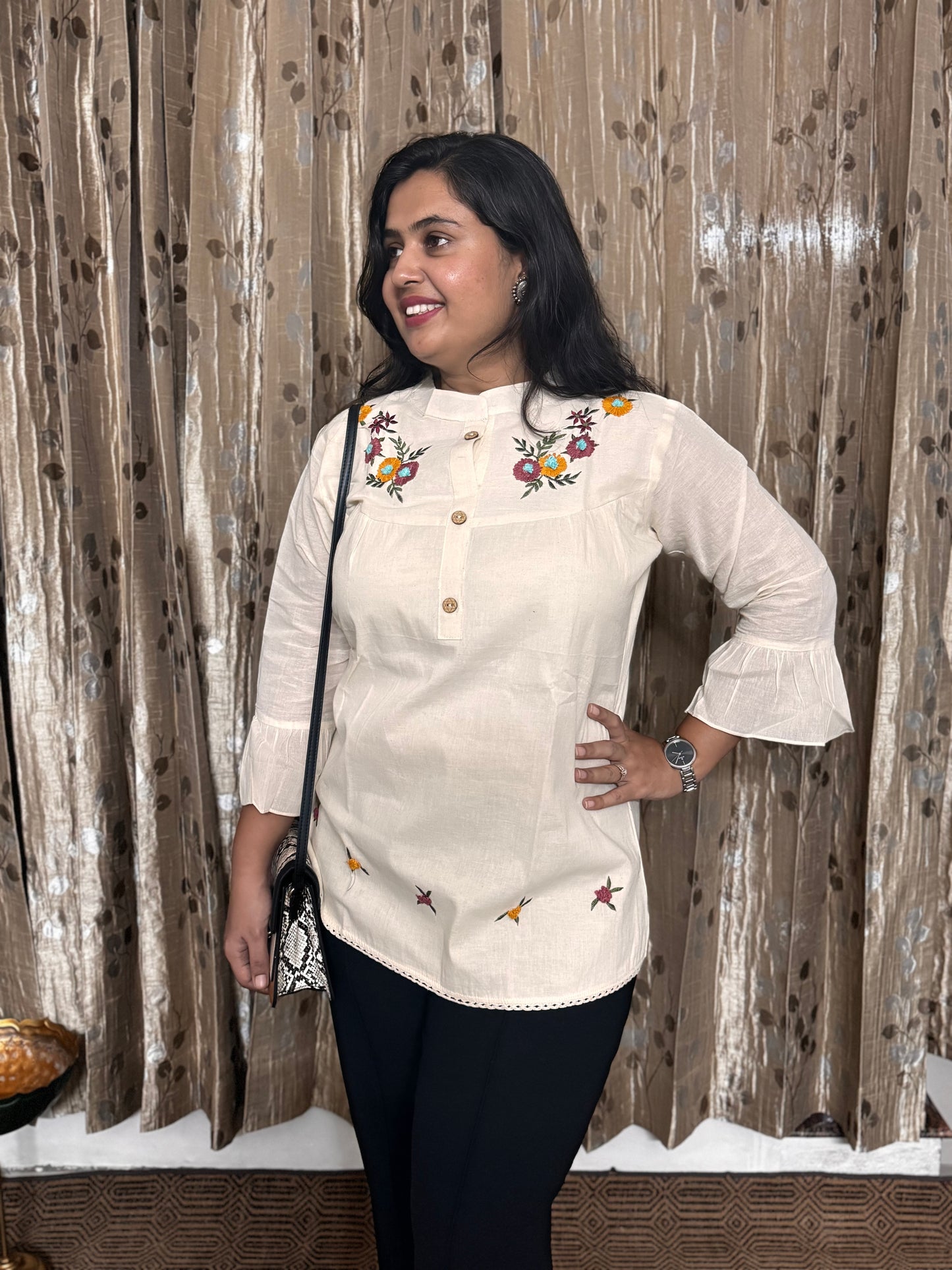 Khadi Cotton Embroidered Top