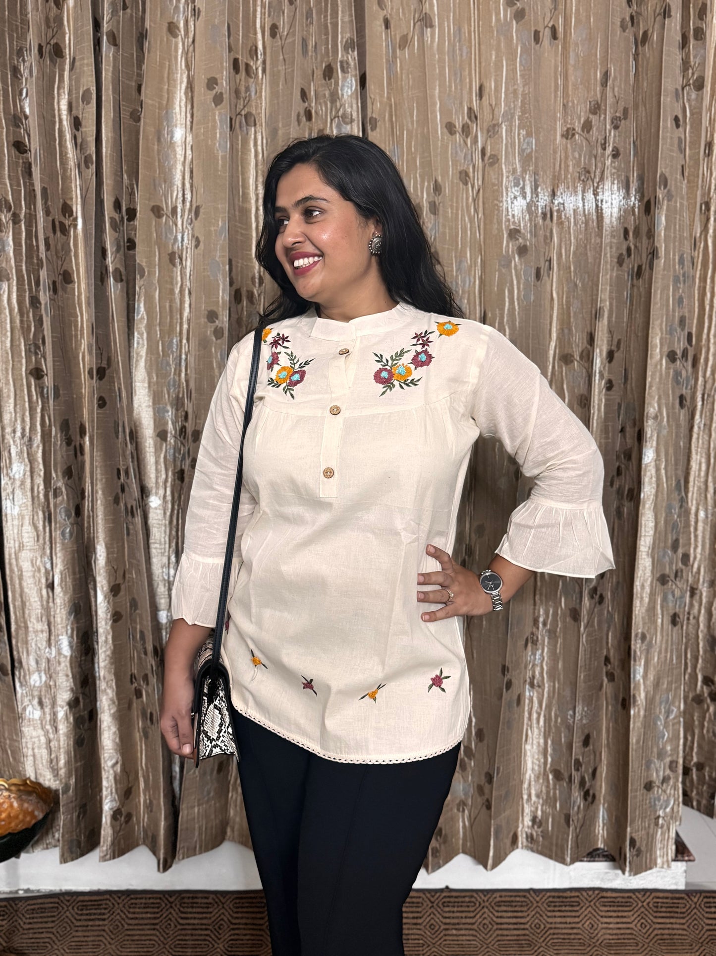 Khadi Cotton Embroidered Top