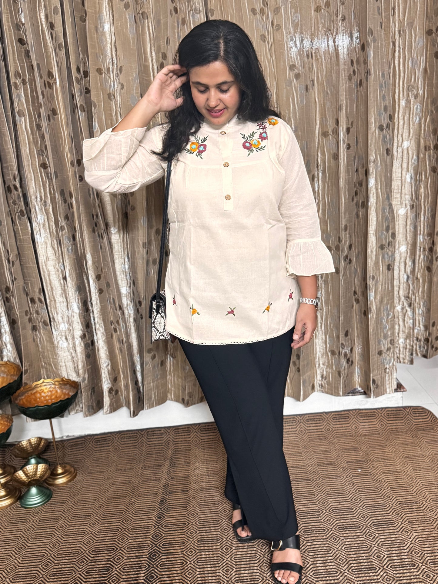 Khadi Cotton Embroidered Top
