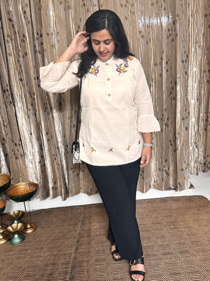 Khadi Cotton Embroidered Top