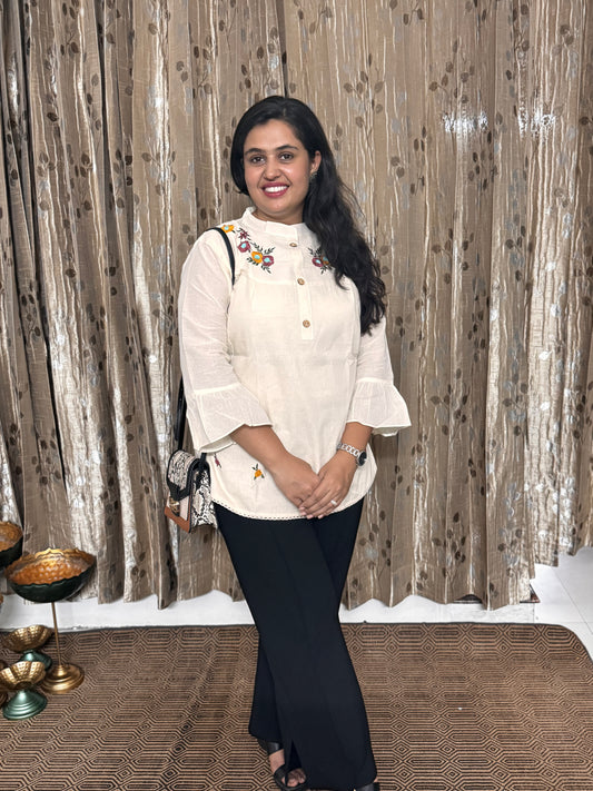 Khadi Cotton Embroidered Top