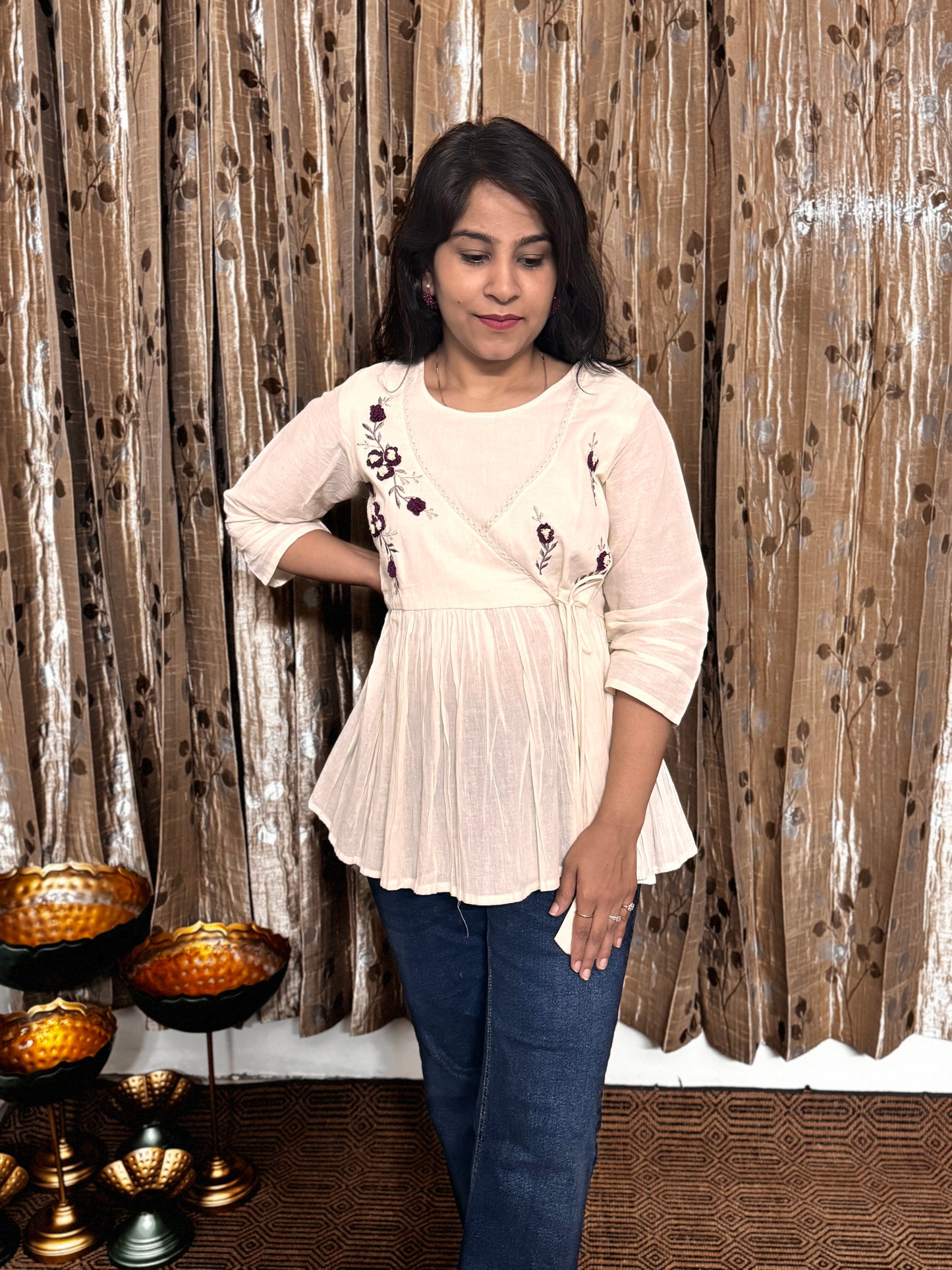 Khadi Cotton Top with Embroidery Work (to add sizes)