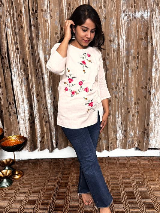 Khadi Cotton Tops with Embroidery Work