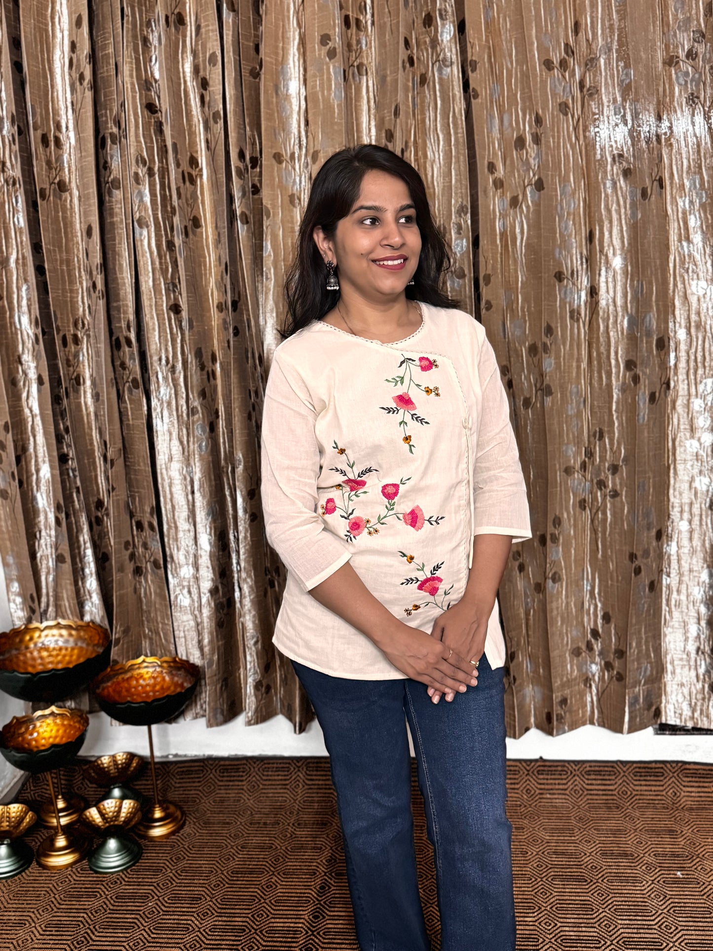 Khadi Cotton Tops with Embroidery Work
