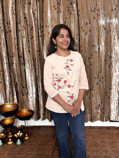 Khadi Cotton Tops with Embroidery Work