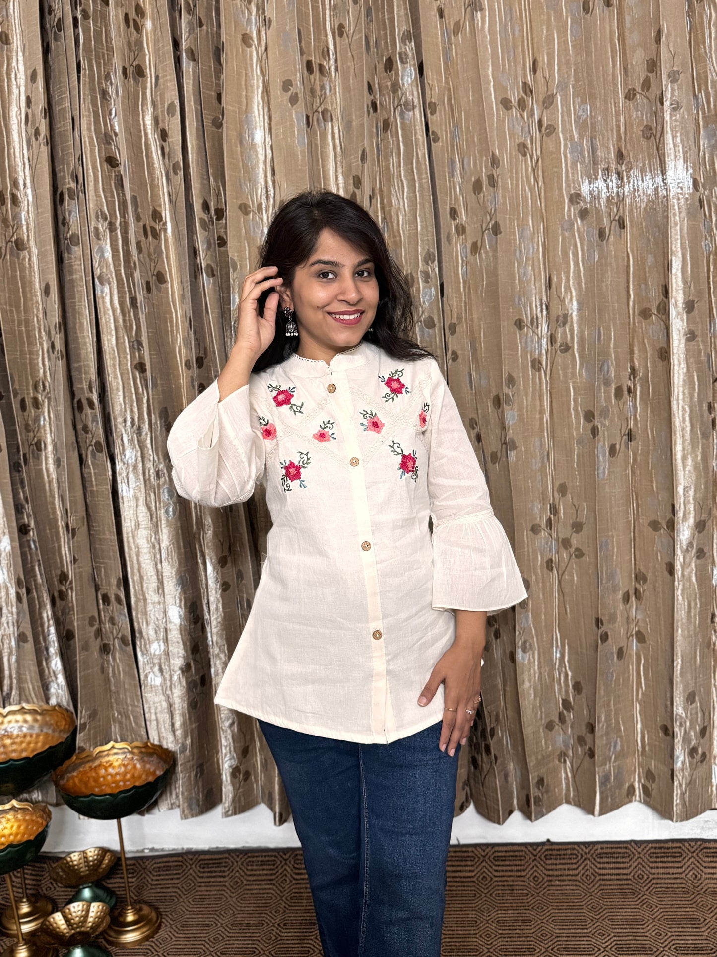 Khadi Cotton Tops with Hand Embroidery