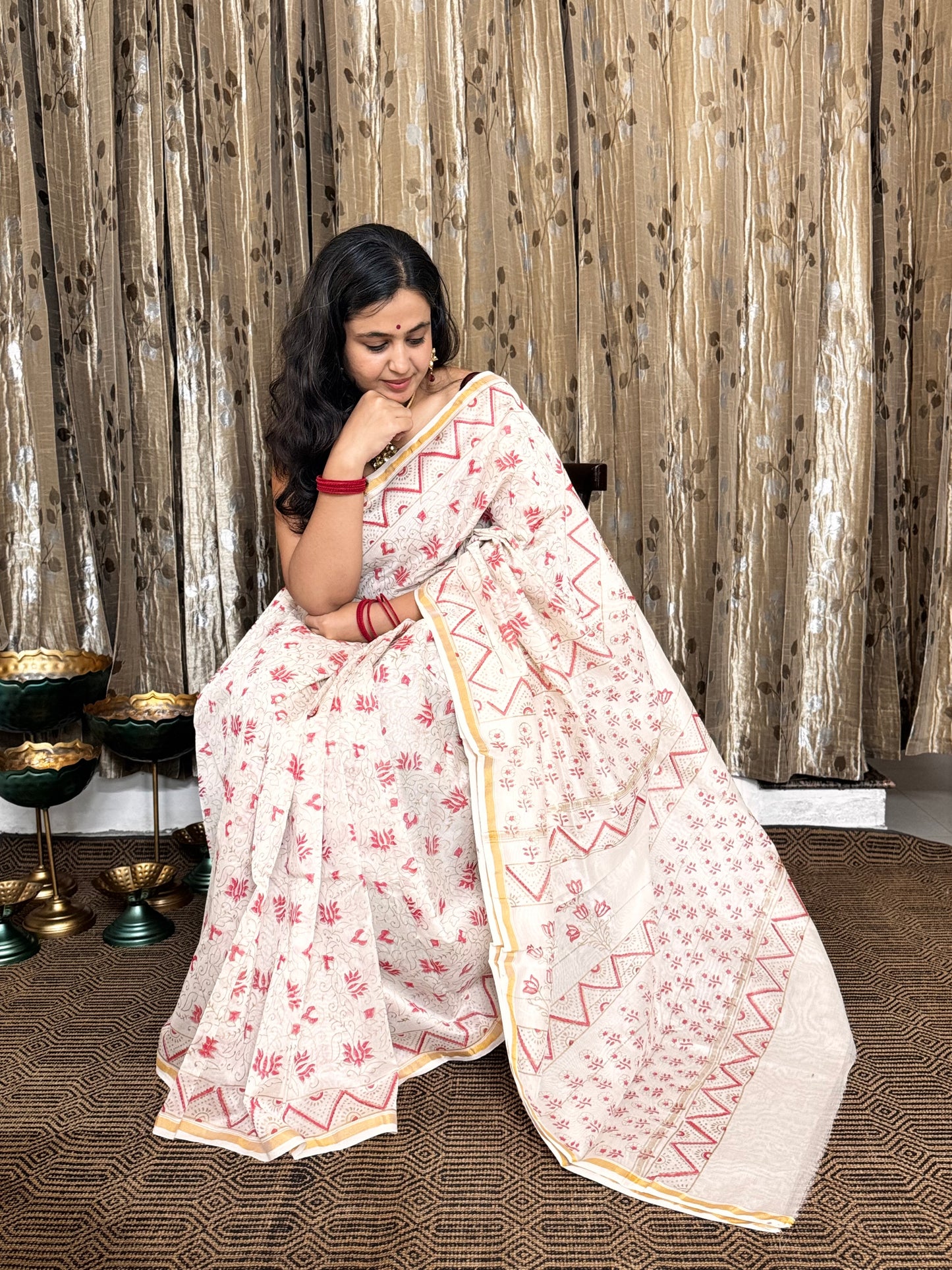 Off White Chanderi Silk Cotton Saree