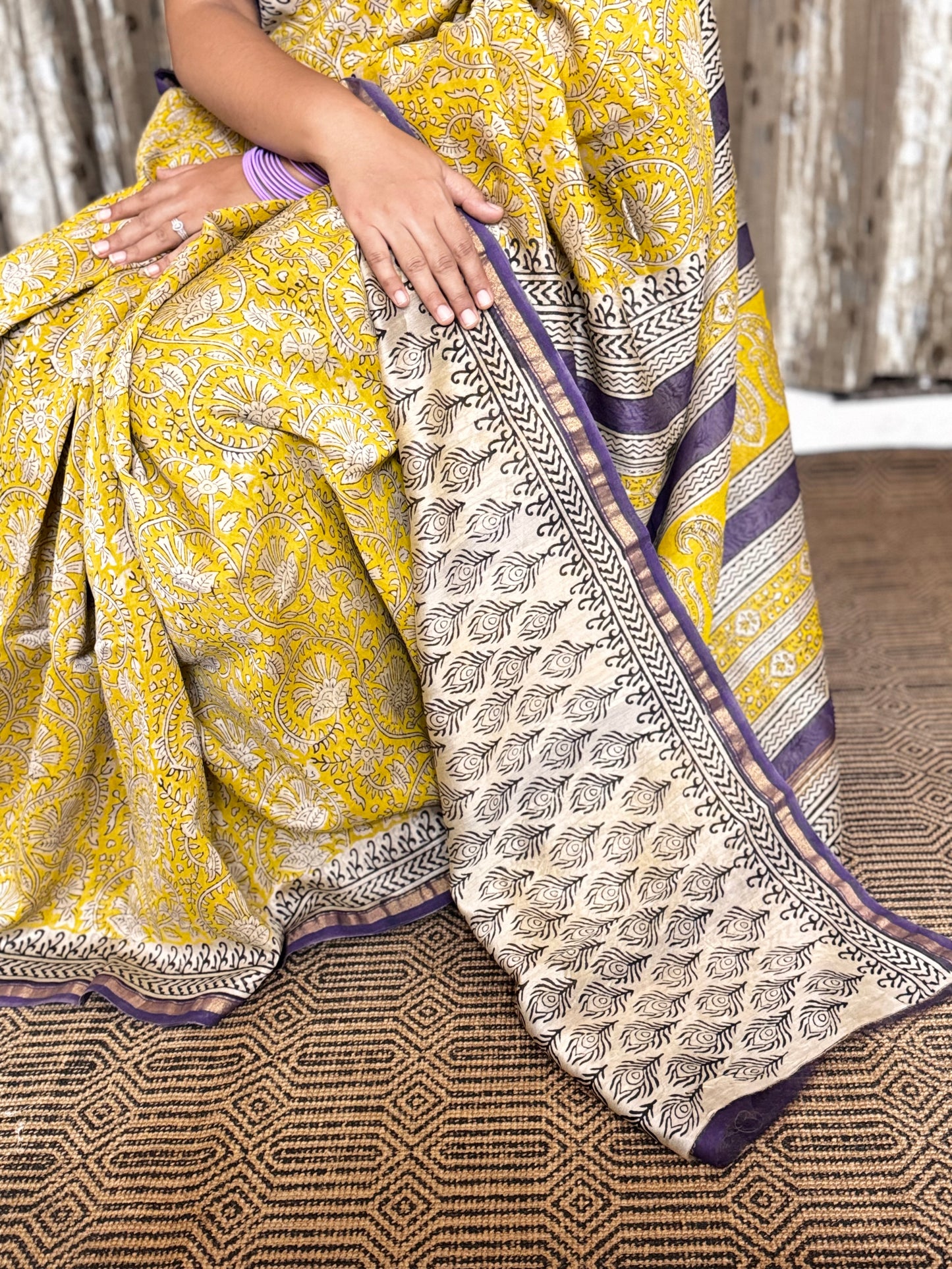 Mustard Chanderi Silk Cotton Saree
