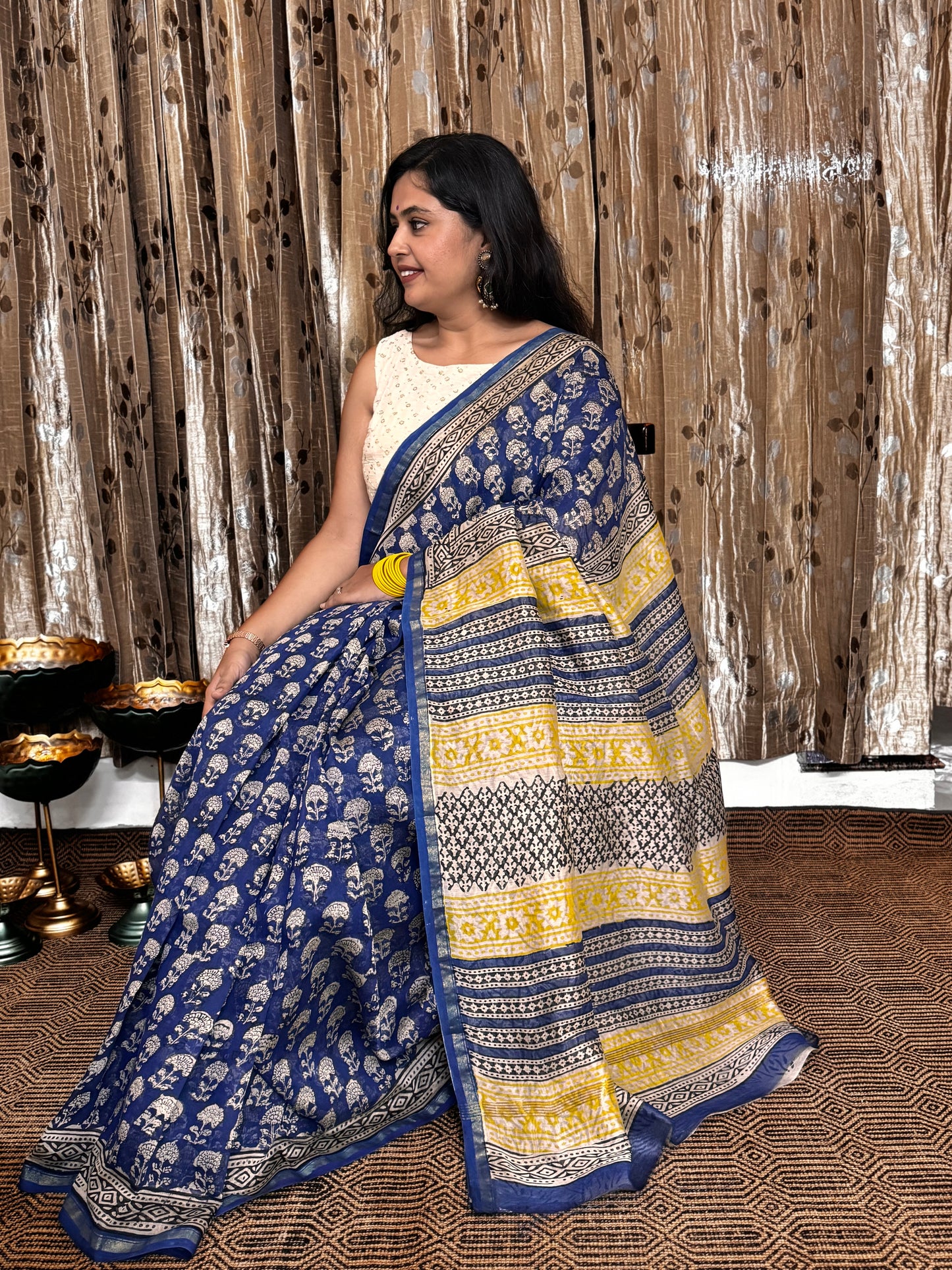 Blue Chanderi Silk Cotton Saree