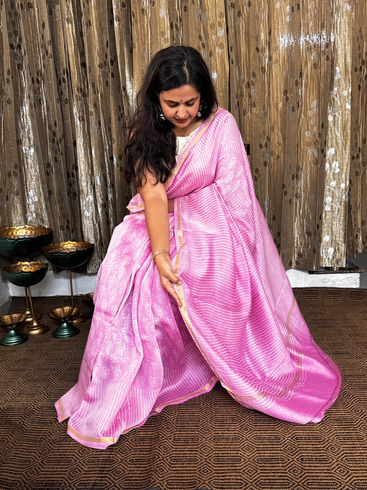 Pink Chanderi Silk Cotton Saree