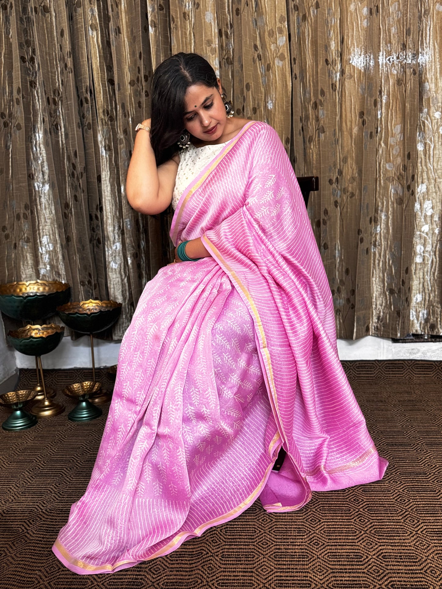 Pink Chanderi Silk Cotton Saree