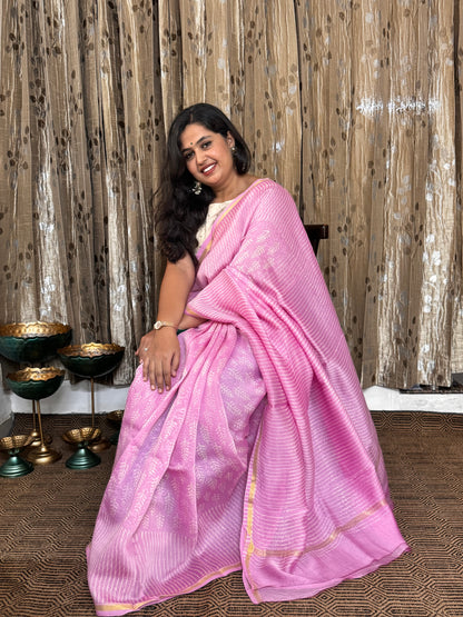 Pink Chanderi Silk Cotton Saree