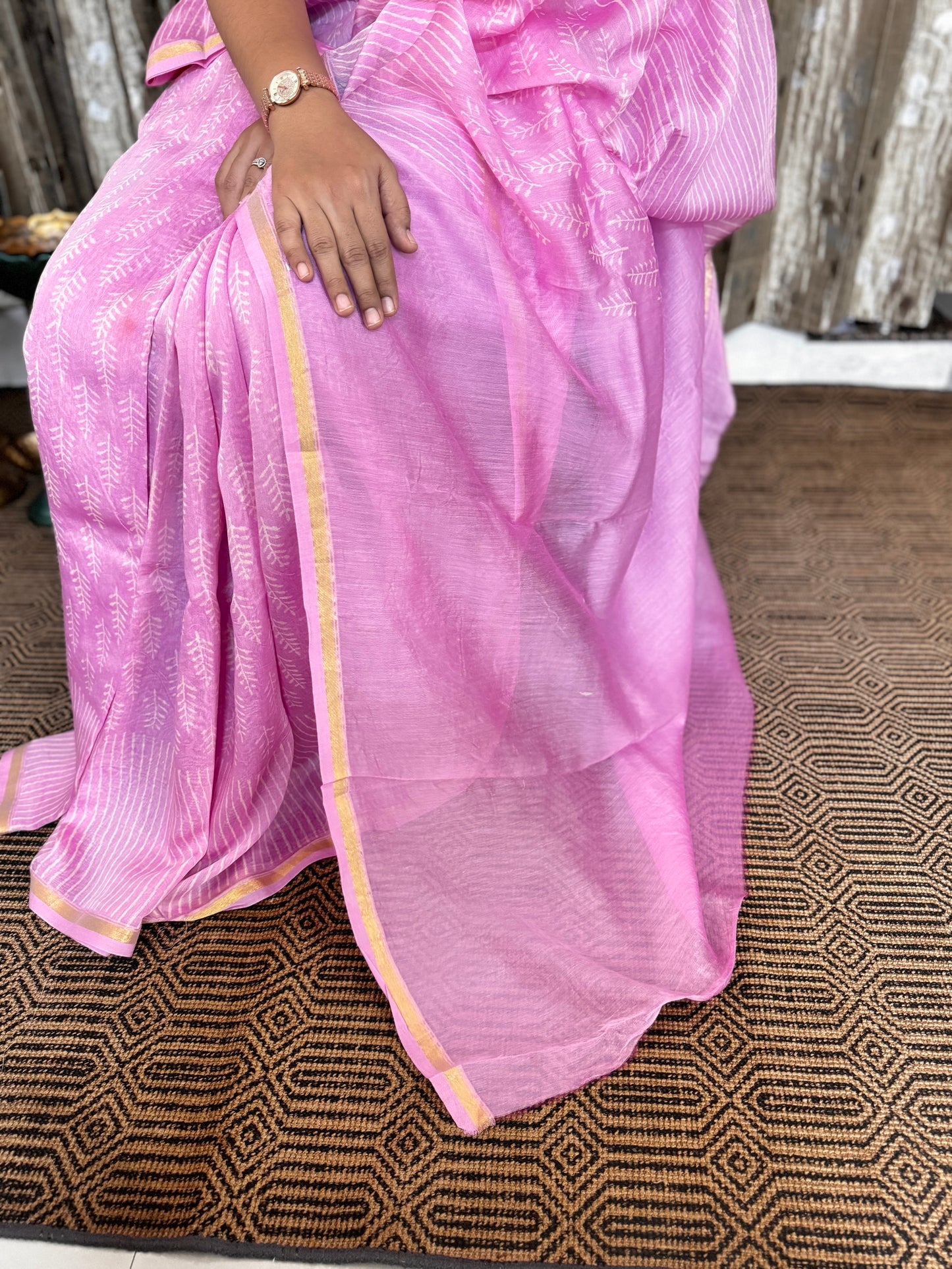 Pink Chanderi Silk Cotton Saree