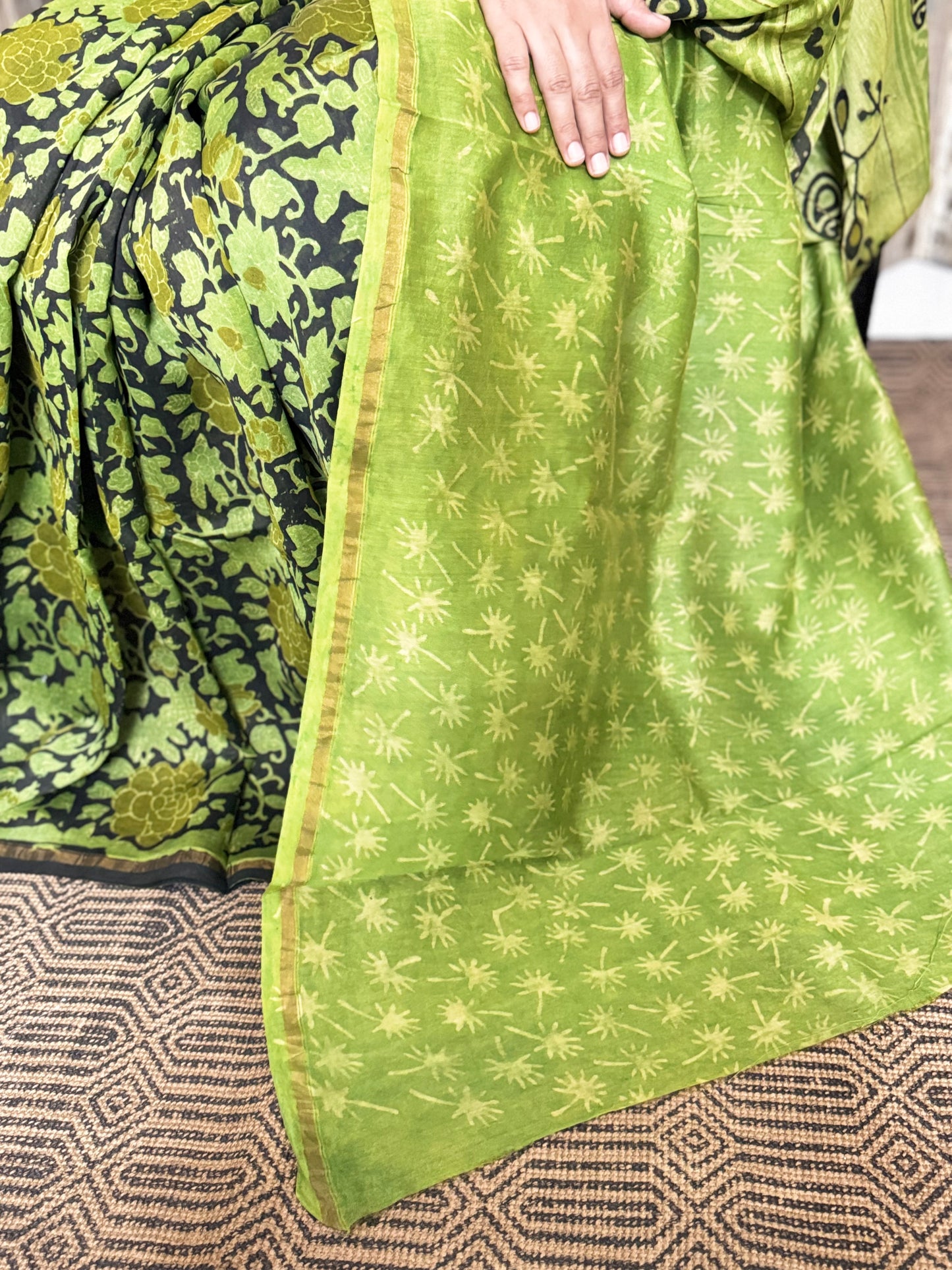 Green Chanderi Silk Cotton Saree