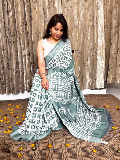 Linen Cotton Zari Saree