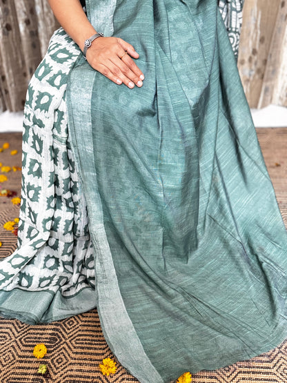 Linen Cotton Zari Saree