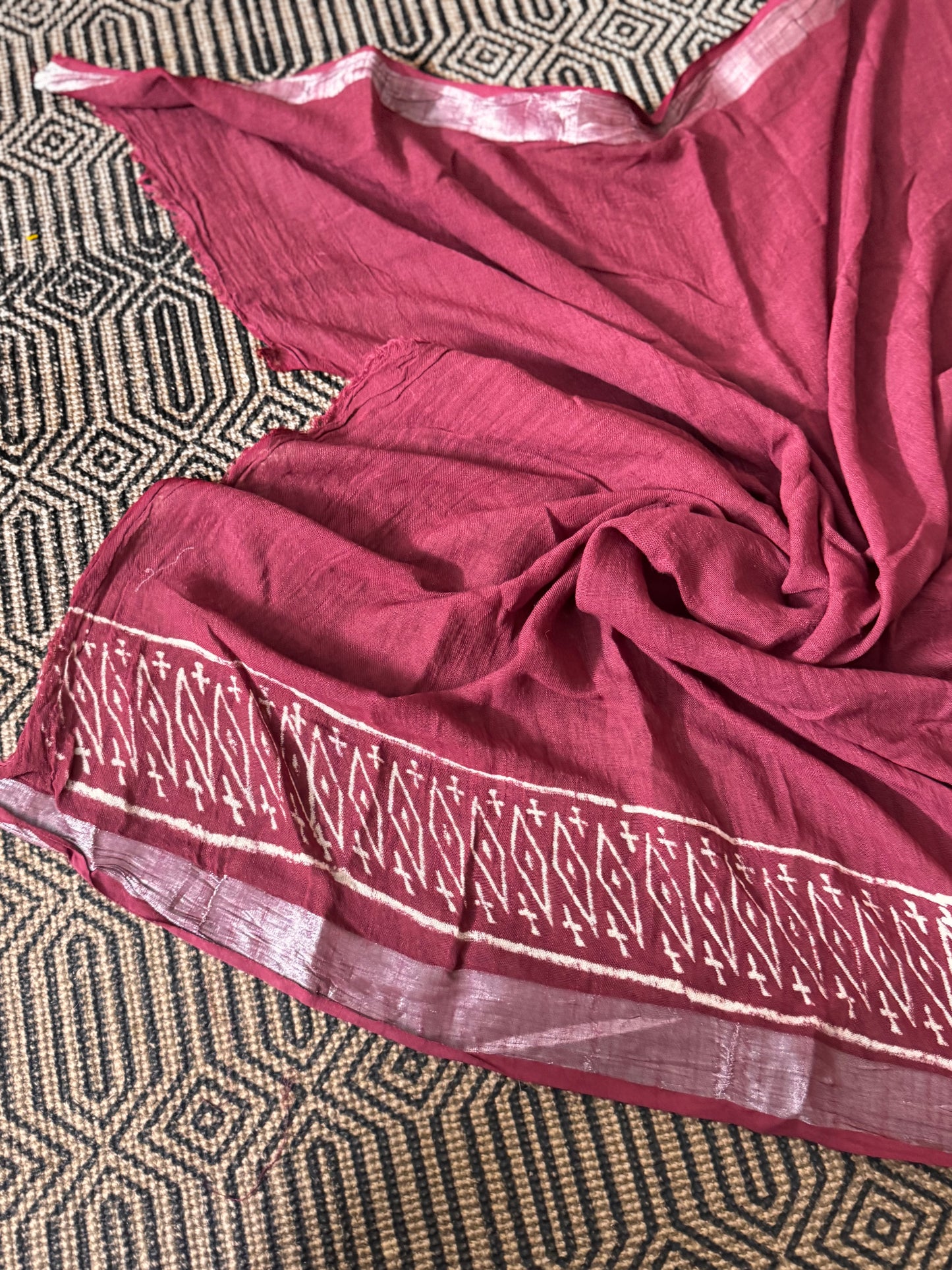 Maroon Linen Cotton Zari Saree