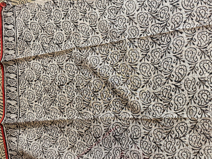 Chevron Block Printed Kota Doria saree