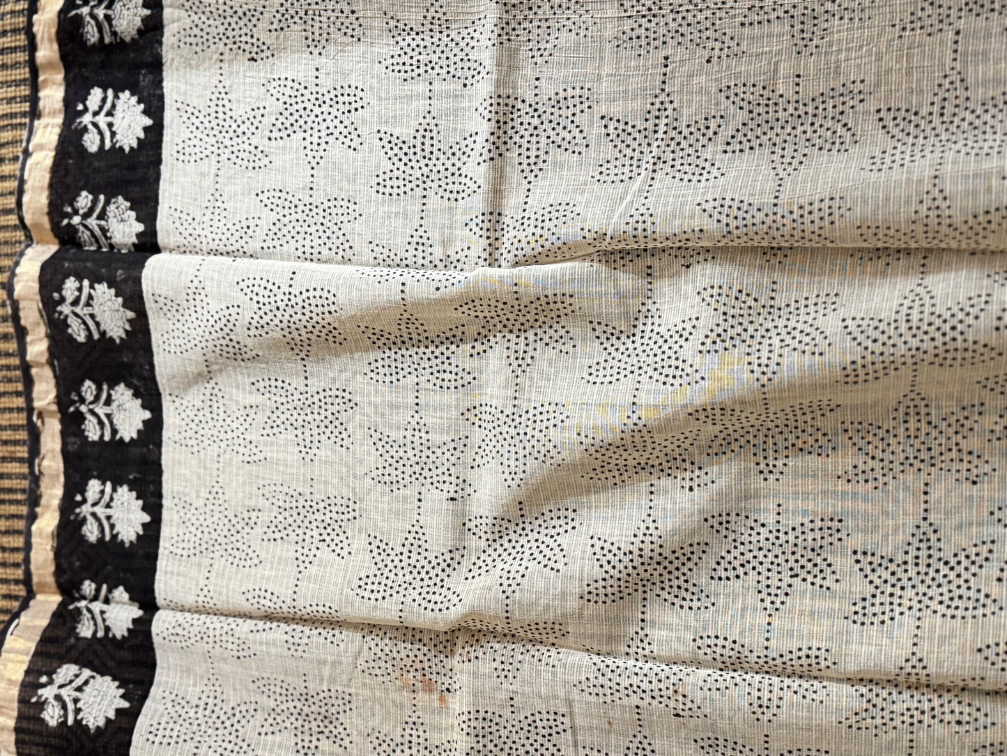 Checkered Block Printed Kota Doria saree