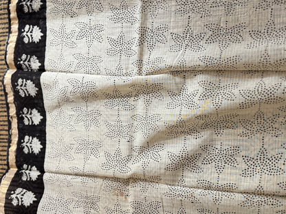 Checkered Block Printed Kota Doria saree
