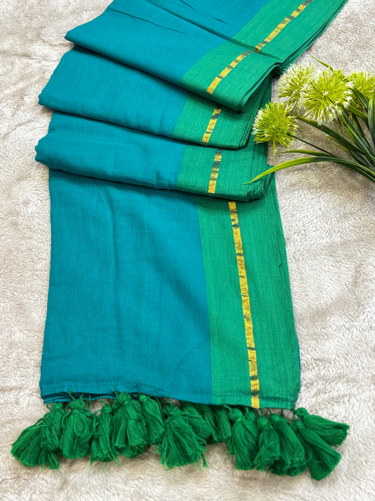 Blue Mul Cotton Saree