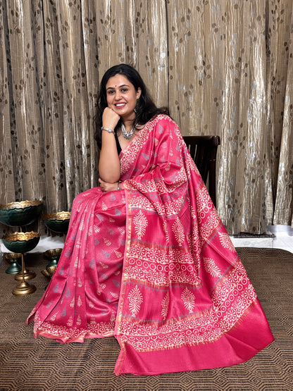 Crimson Maheshwari Silk Cotton Zari Saree