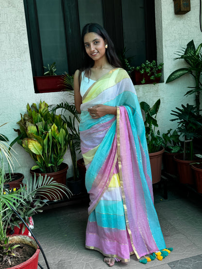 Multi Colour Mul Cotton Saree