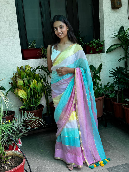 Multi Colour Mul Cotton Saree